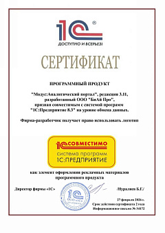 Серверная лицензия Модус:Аналитический портал стандартной редакции (без ФВД, RLS), 1 год